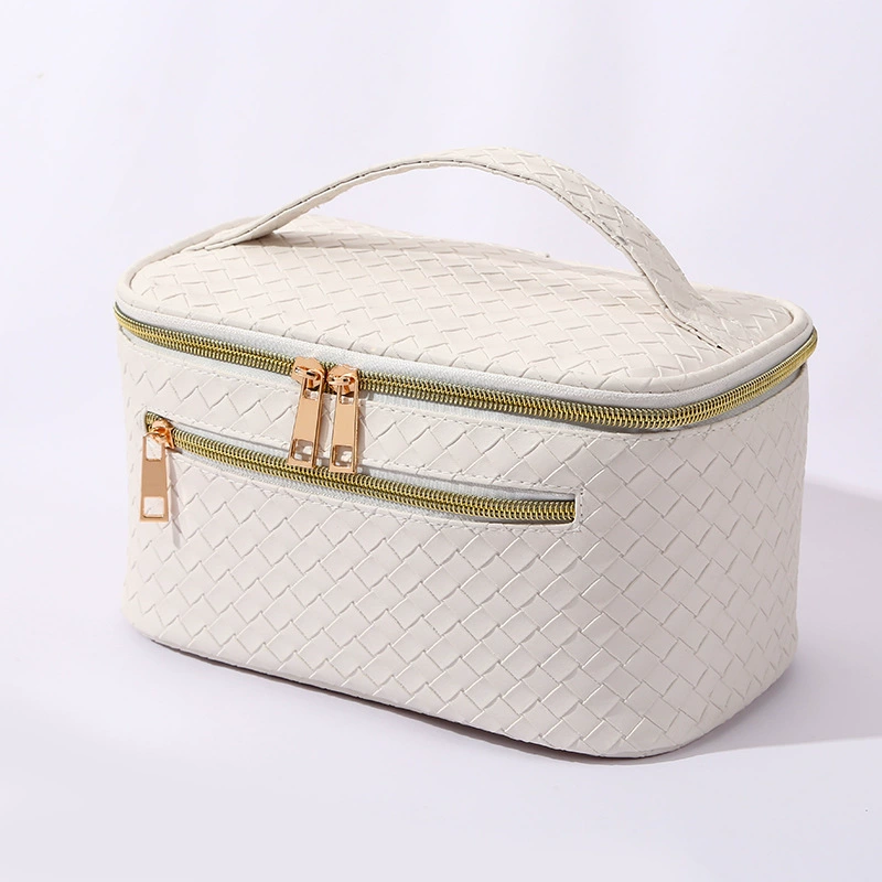 Stylish Woven-Texture Cosmetic Bag – Portable, High-Capacity, Multifunctional, Waterproof Travel Toiletry Bag